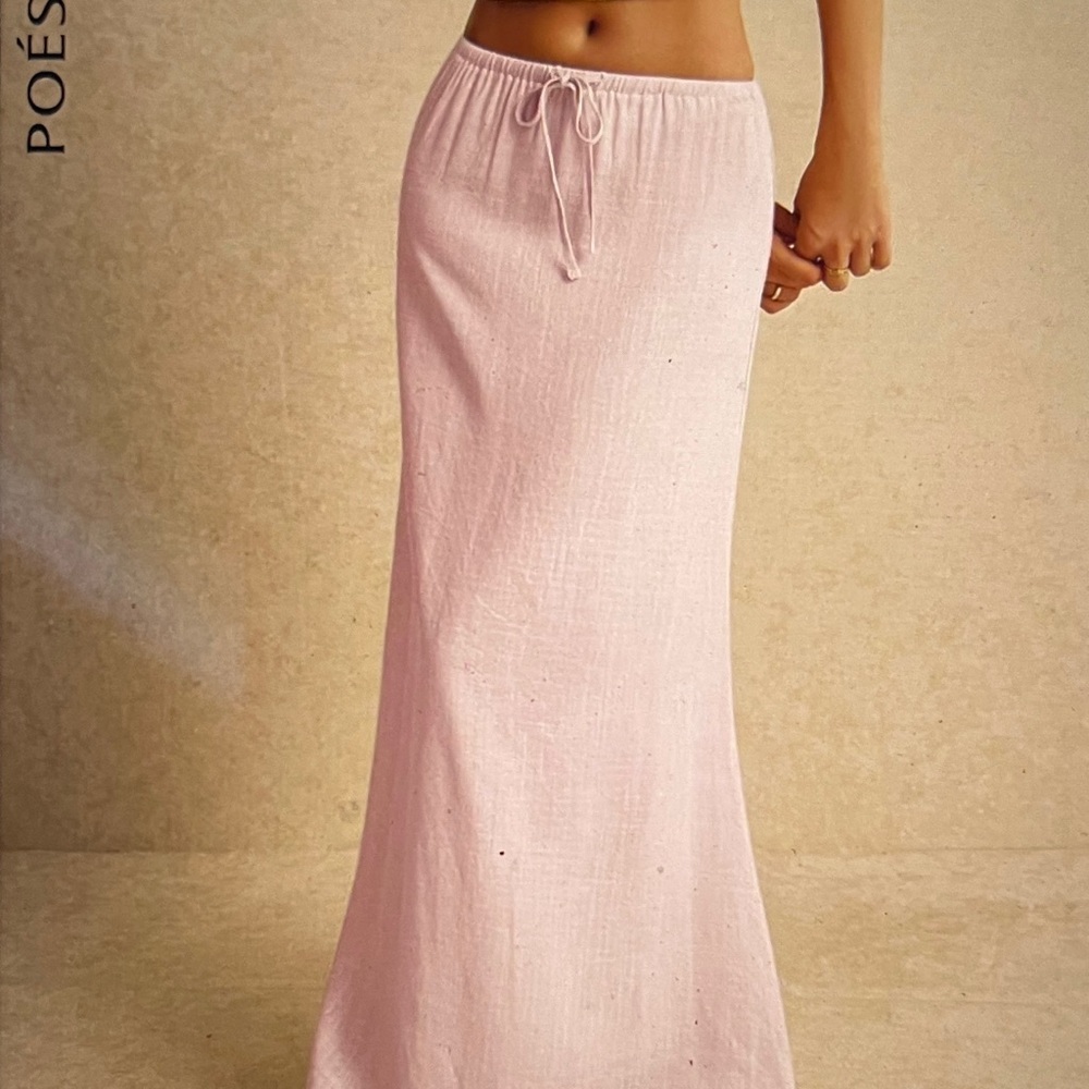 Pink Trumpet Maxi Skirt with Ribbed Texture